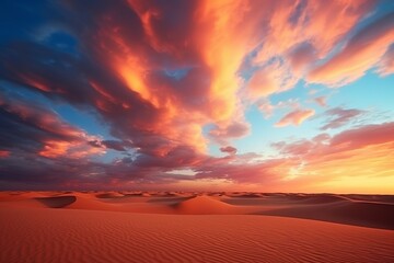 Scenic Desert Sunset with Cloudy Sky - High Quality Phot - obrazy, fototapety, plakaty