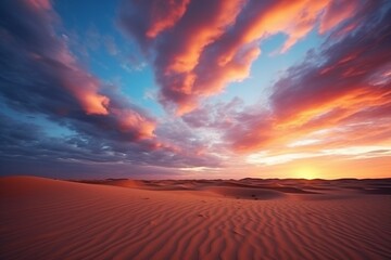 Fototapeta premium Scenic Desert Sunset with Cloudy Sky - High Quality Phot