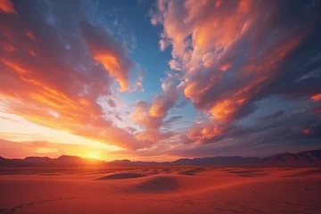 Deurstickers Koraal Scenic Desert Sunset with Cloudy Sky - High Quality Phot