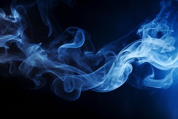 Fototapeta premium Blue and White Smoke Cloud on Dark Blue Background - High Quality Photo
