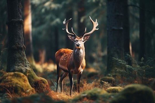 Wildlife Beauty: Majestic Deer in the Forest - High Quality Photo