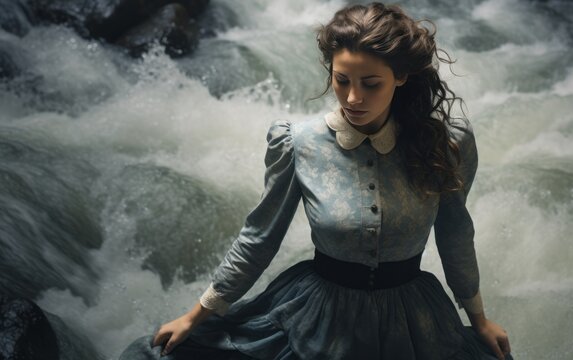photo of a woman on a river