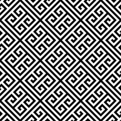 Greek key seamless pattern background, in black and white color, vector illustration.