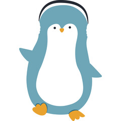 Set of winter elements, cute penguin