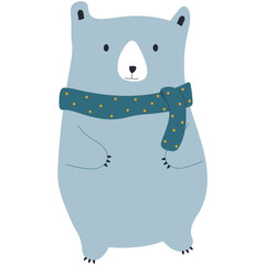 Set of winter elements, cute bear
