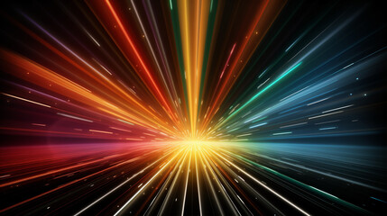 Fototapeta na wymiar Futuristic abstract background, colorful bright neon rays and glowing lines. AI generative