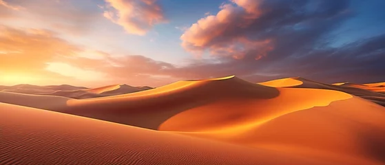 Papier Peint photo Lavable Brique Desert Sunset: Majestic Sky and Clouds