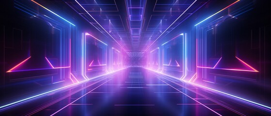 Neon Lights in Cyberspace: Futuristic Technology Background