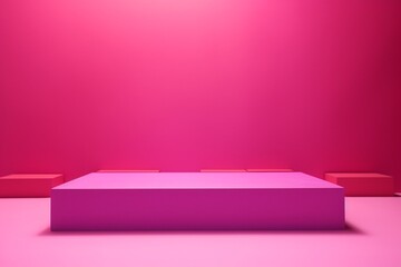  Magenta and Pink Podium: Vibrant Rectangular Elegance in Studio Setting