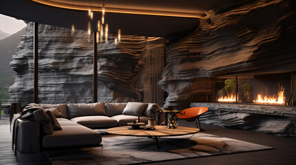  Modern living room interior design with sofa