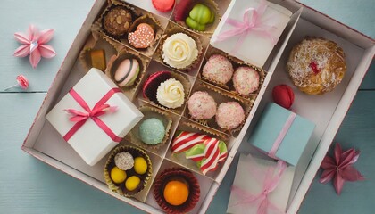 箱入りのカラフルでおしゃれなクッキー　美しいデコレーション