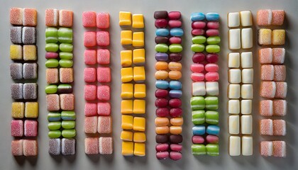 カラフルで美しいスイーツ　たくさん並んで素敵な背景