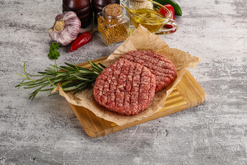 Raw burger cutlet for grill