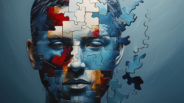 Man with a Missing Puzzle Piece in His Head Illustration