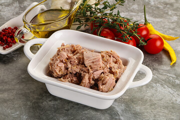 Canned tuna fillet for salad