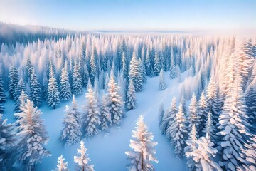 winter landscape with snow and trees generative AI tool