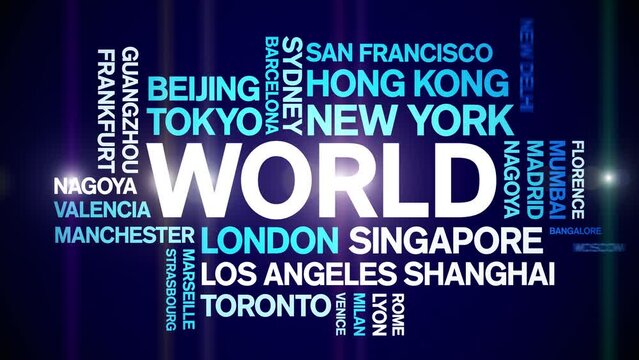 World animated tag word cloud;text design animation kinetic typography seamless loop.