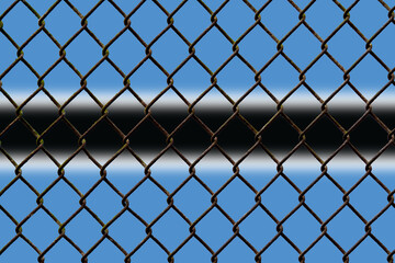 Fototapeta premium A steel mesh against the background of the flag Botswana.