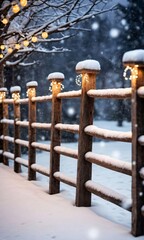 A Fence With Lights On It In The Snow