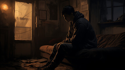 Young Adult in Dim Room