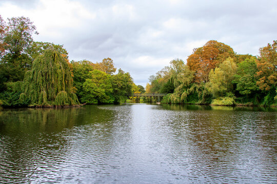 Panoramic lake in &oslash;rstedsparken park in Copenhagen