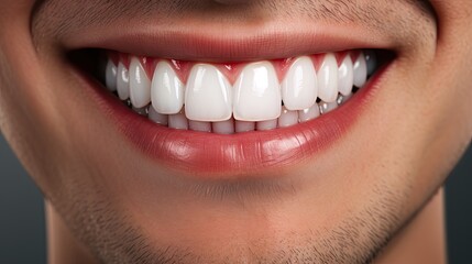 Snow-white smile of young men, concept of healthy teeth and aesthetic dentistry. Generative AI