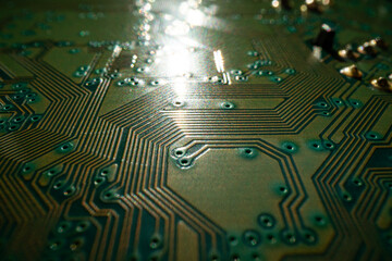 Electronic circuit board background. Abstract digital technology background. Electronic computer hardware technology. Motherboard digital chip. Tech background.