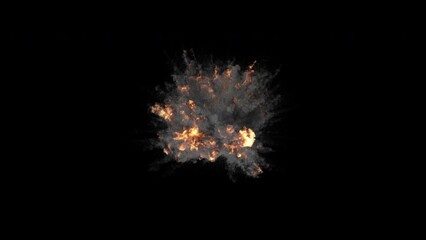 Video effect artilery explosion in top view with smoke. 3d HQ animation in 4K resolution, 30fps with alpha channel (transparency).
 - Powered by Adobe