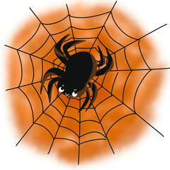 Cute Halloween spider on Spider Web
