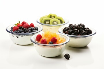 Bowl automatic yogurt maker with ingredient fruits. Kiwi fruit ingredient homemade. Generate Ai