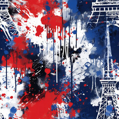 Paris Eiffel tower travel Europe grunge graffiti cartoon repeat pattern