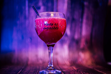 refreshing natural fruit cocktail in a balloon glass