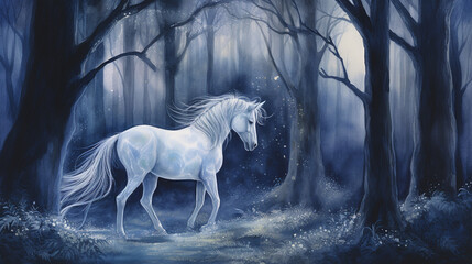 white horse in the night
