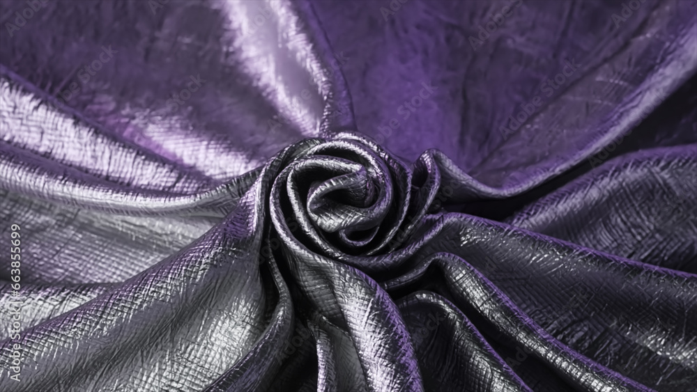 Poster smooth rotation of soft elegant silver shining textile fabric. abstract shiny background for video. 