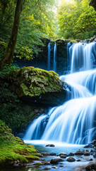 Fototapeta na wymiar beautiful and comfortable waterfall image, AI generated