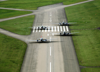Four Junkers JU 52 on Runway - ready for takeoff