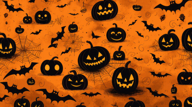 Spooky halloween pumpkin illustration wallpaper or background for celebration