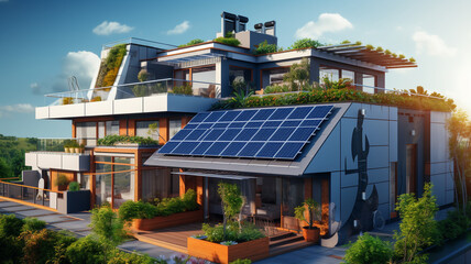 solar panels on the roof of a modern house