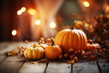 Assortment of pumpkin and autumn leaves autumn harvest concept Happy Thanksgiving pumpkin  
