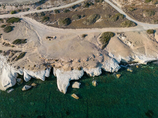 Panoramic view of Governor's beach with white chalk rocky cliff in Limassol, Cyprus. - 663857685