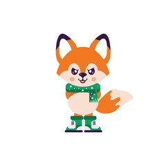 cartoon angry fox illustration with scarf in shoes