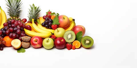 Naklejka na ściany i meble various kinds of fruits, white background,