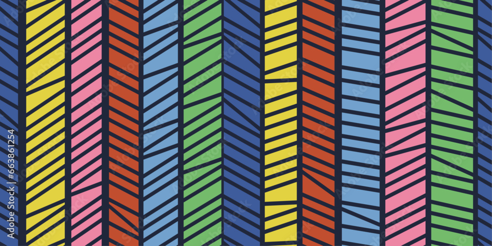 Poster Colored columns, abstract and smooth. Black background and bright columns or stripes. Vector print for surface application, can be seamless.