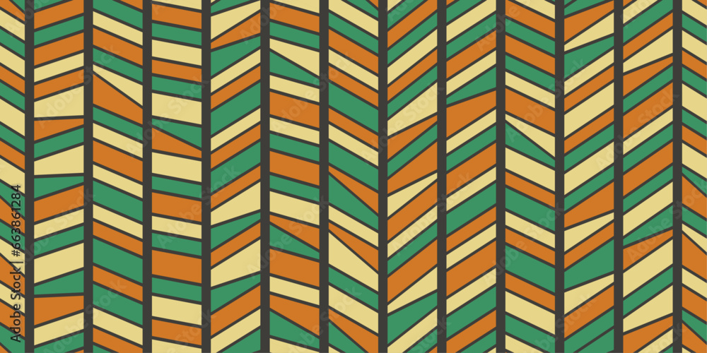 Poster Seamless pattern of columns divided diagonally along their entire length. Abstract colorful and stylish pattern.