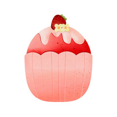 Cupcake with fresh strawberry
