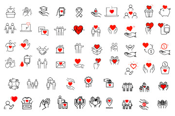 Charity hand, trust community, charity community, partnership, people solidarity concept  doodle icon icon set. Hand drawn doodle sketch style line. Vector illustration