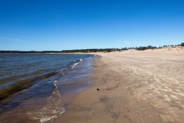Landscape view of Yyteri beach in spring, Pori, Finland.