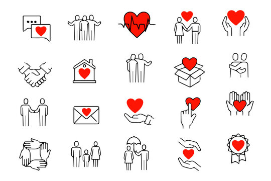 Charity hand, trust community, charity community, partnership, people solidarity concept  doodle icon icon set. Hand drawn doodle sketch style line. Vector illustration