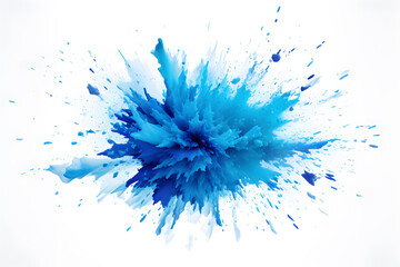 Blue powder explosion isolated on white background 