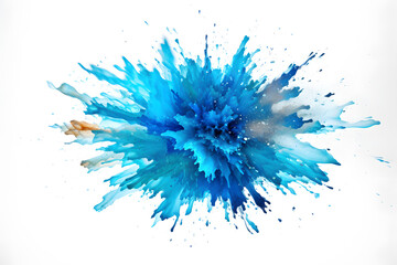 Fototapeta na wymiar Blue powder explosion isolated on white background 